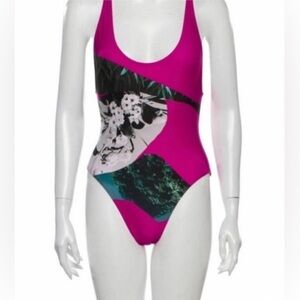 Proenza Schouler Pink Strappy Crossback One Piece swimsuit sz Large